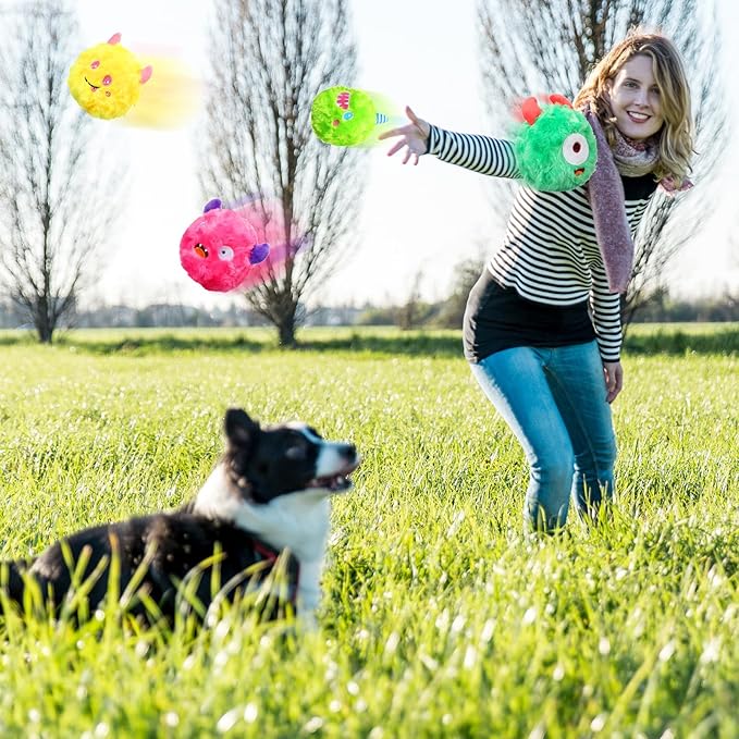 HyDren 8 Pack Plush Squeaky Dog Ball Dog Toys Gift for Small Medium Teething Puppy 2 In1 Fuzzy 4" with Squeakers Cute Funny Chewing Toys for Pet Gift(Cute)