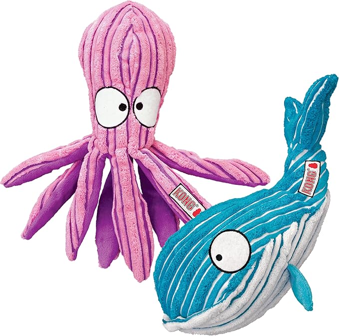 KONG Cuteseas Rufflez Soft Ridged Plush Dog Toy (Whale/Octopus)