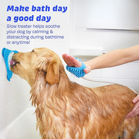 Aquapaw Silicone Dog Lick Mat - Suction Cup Slow Feeder Pad - Calming Bath Time Aid & Dog Grooming - Stress Relief & Pet Enrichment - Pack of 2 - XL & Small, Blue