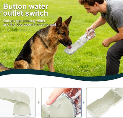 Dog Water Bottle, Portable Leak-Proof Water Dispenser with Drinking Bowl for Dogs and Cats, Travel Puppy Fountain Pet Water Bottle for Hiking Walking Outdoor (A012B-white)