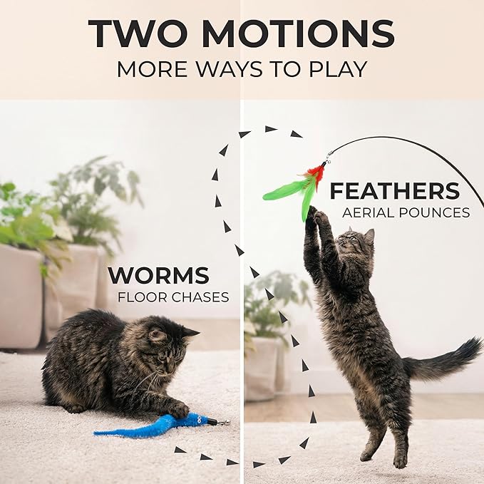 20 pcs Pack Cat Wand Feather Toy Refills with Bells , Natural Feather Replacement for Interactive Teaser Toys, Colorful Wand Attachments, Durable and Safe Cat Toy Accessories for Exercise and Play