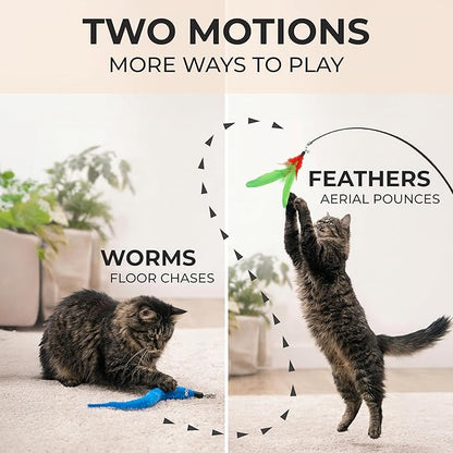 20 pcs Pack Cat Wand Feather Toy Refills with Bells , Natural Feather Replacement for Interactive Teaser Toys, Colorful Wand Attachments, Durable and Safe Cat Toy Accessories for Exercise and Play