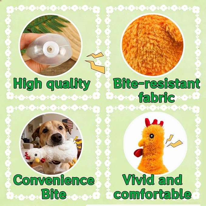3 Pack Squeaky Stuffed Dog Toys – Fat Plush Chicken Chew Toy, Cute & Funny Interactive Puppy Toy for Small, Medium & Large Dogs(Orange Chick)