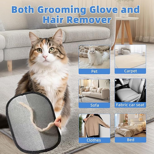 Pet Hair Removal Glove for Laundry, Magic Grooming Brush for Dogs Cats, Electrostatic Hair Remover Tool with Five-Finger Design for Couch, Carpet, Clothing, Car Seat Black