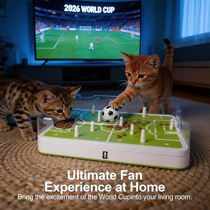 Official FIFA World Cup 2026 Edition - Interactive Cat Puzzle Feeder & Slow Feed Toy – Mental Stimulation Treat Dispenser Maze for Indoor Cats, Enrichment & Cat Food Toy, Football Fan Gift