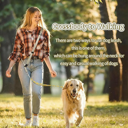 Hands Free Dog Leash, Adjustable Crossbody Waist Belt Dog Rope for Running, Walking & Puppy Potty Training, Fits All Body Sizes, Khaki