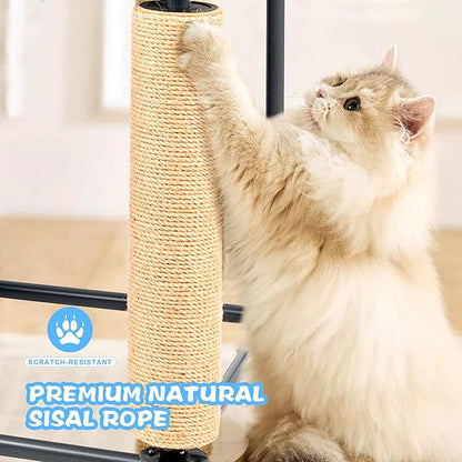 Large Cat Hamock Bed with Scratching Post – Multi-Level Cat Tree with House Condos & Ladder for Indoor/Outdoor Use+Blue/Two-Tier