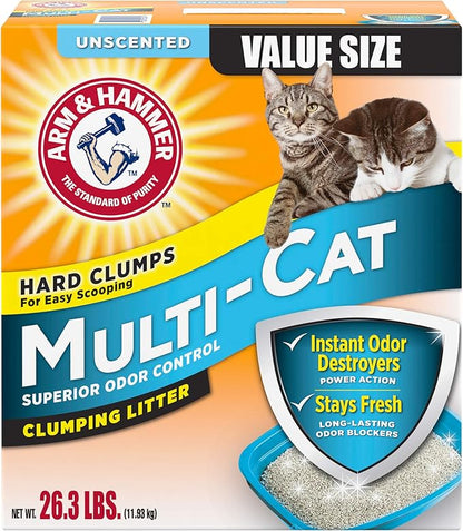 Arm & Hammer Multi-Cat Clumping Litter Unscented, 26.3lb