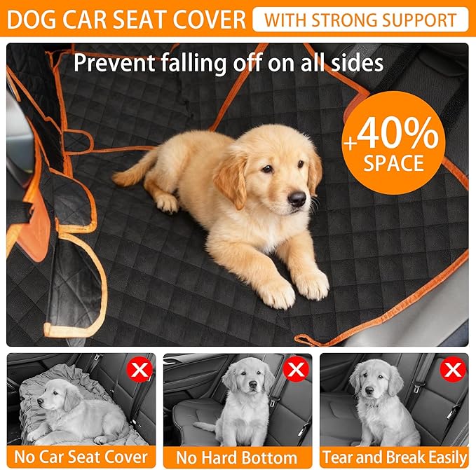 RUTU Back Seat Extender for Dogs, Large Space, Heavy Duty Waterproof Dog Car Seat Cover Fits Middle Armrest for Cars,SUVS & Small Trucks,Non-Slip Durable Soft Back Seat Covers