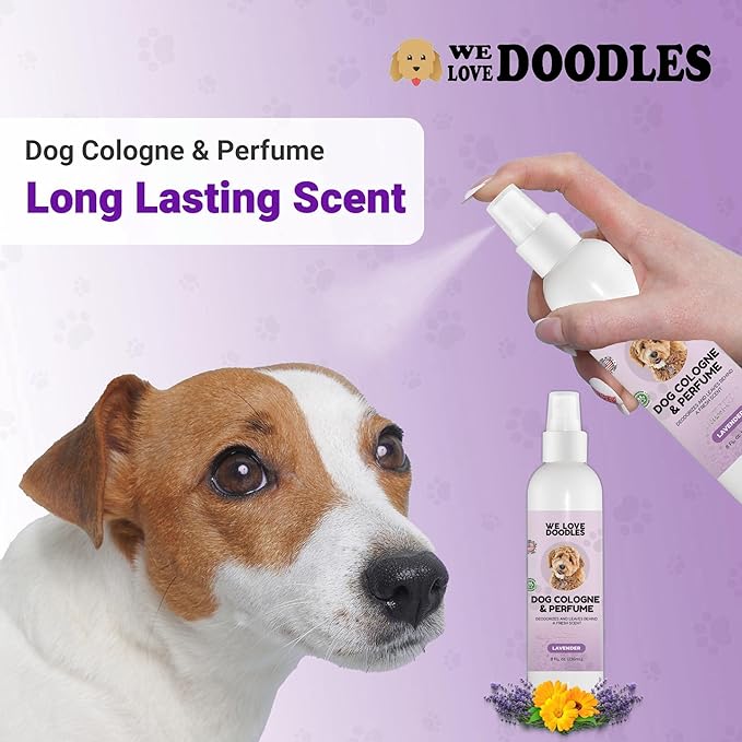 We Love Doodles Dog Cologne & Perfume, Deodorizing, Safe Ingredients, Manufactured in USA, Long Lasting After Bath, Deodorant for Smelly Dogs, Pawfume for Pets, Odor Eliminator Spray, Lavender, 8 OZ