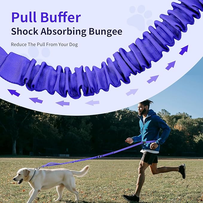 Kazazoo Hands-Free Dog Leash with 5.5-8.5FT Adjustable Length - Heavy Duty No Pull Bungee Design, Reflective Safety for Walking, Jogging & Training | Suitable for Medium to Large Dogs,M Size