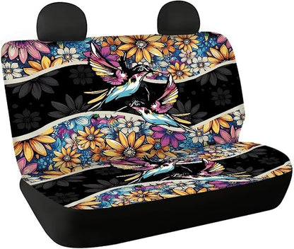 AFPANQZ Hummingbird Pattern Car Rear Bench Protective Car Seat Cover Back Seat Only Car Truck SUVs Polyester Fabric Car Backseat Cover Universal Fit Full Wrap Dust-Proof Seat Cover
