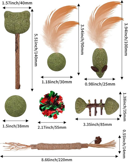 PET SHOW 12 Pack Catnip Toys for Indoor Cats Crinkle Toy Balls Natural Silvervine Sticks Interactive Catnip Fether Balls Cat Nip Mice&Fish Kitten Paw Lollipops Organic Chew Toys Kitty Teething Toy