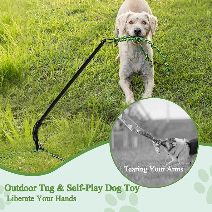 Outdoor Dog Toy,Tug of War Dog Toy for Self Play Interactive Tether Pull Toy for Park,Yard, Lawn Rope Toys for Medium and Large Dogs to Keep Them Busy