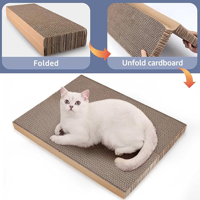 Cat Cardboard Scratcher Refill,Pet Scratch Pad Replacement Reversible Corrugated Board for Cat Box Bed