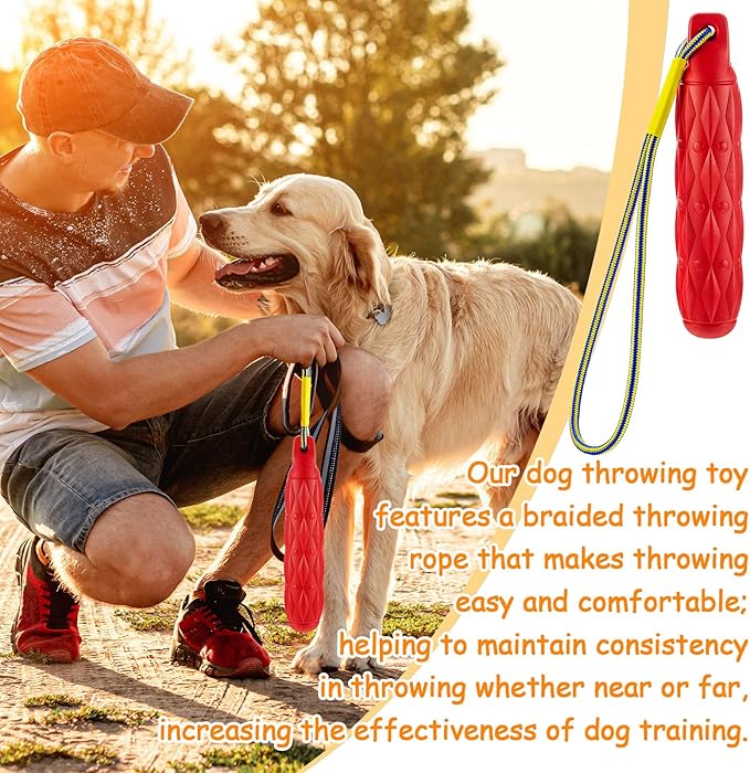 2 Pcs Floating Dog Toys Bumper with Throw Rope Retriever Training Puppy Pool Toys Standard Size Water Interactive Chew Toy for Duck Dog Hunting Training Outdoor Pool Activities
