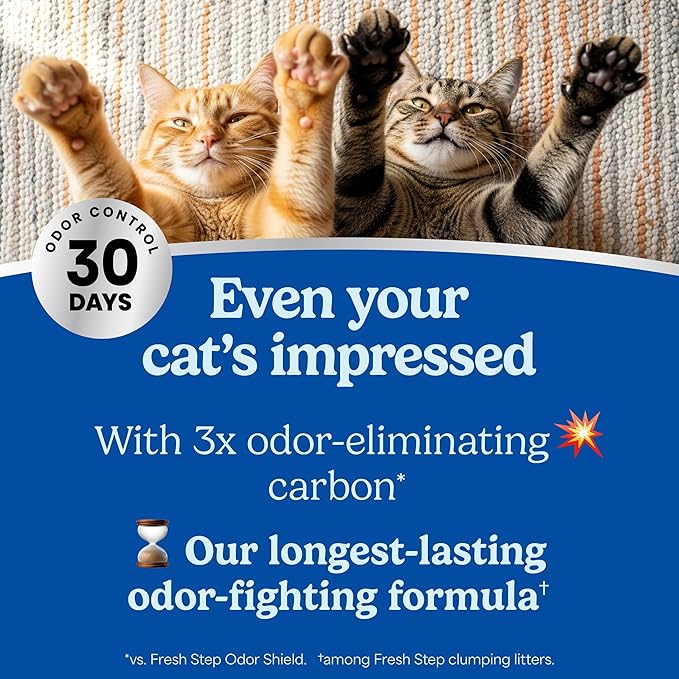 Fresh Step Heavy Duty Odor Block Advanced Multi Cat Clumping Litter with Febreze, 52.5 lb (Package May Vary),(17.5lb Pack x 3)