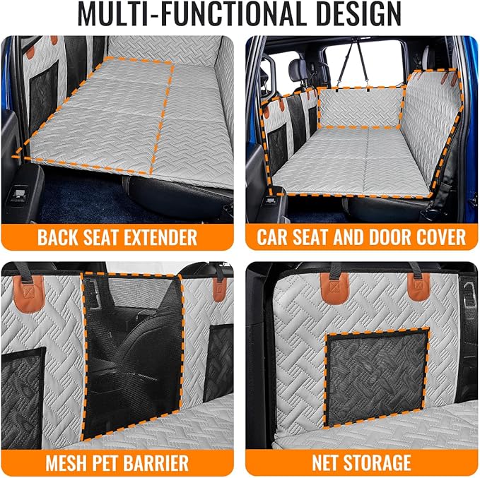 MAXFUT Dog Back Seat Extender for Truck,Dog Seat Cover Back Seat,Dogs Hammock,Hard Bottom Backseat Extender for Pet,Pet Seat Cover for F150/RAM1500/Silverado
