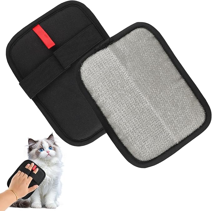 PineHaven 2 Pcs Static Pet Hair Remover Glove,Washable Reusable Electrostatic Pet Cat Dog Hair Removal Grooming Brush for Furniture, Car Seats, Couch, Bed Sheets Carpet and Bedding (Black)