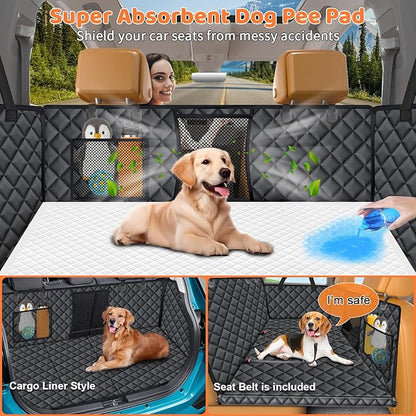 URPOWER Hard Bottom Dog Car Seat Cover for Pets 100% Waterproof Seat Cover Hammock 600D Heavy Duty Scratch Proof Nonslip Durable Soft Back Seat Covers for Cars Trucks and SUVs