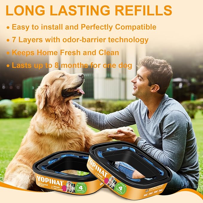 2 IN 1 Genie Refill Bags for Dog Cat 2 Pack - Total 56FT Lasts Up to 8 Months - Superior Odor Control for Dog Poop Cat Litter Bags - Pet Waste Refill Bags Fits Pet Genie and Litter Genie Pails