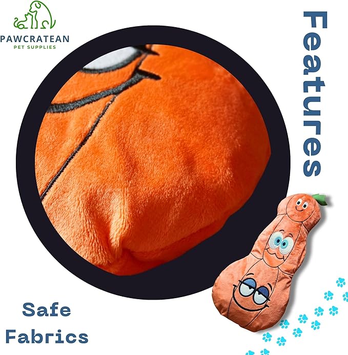 7" Squeaky Plush Toy for Puppies Small Dogs Self Etertainment Washable Soft Made [PET ONLY] (Triple Pumpkin)