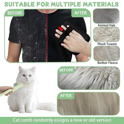 1 PCS Pet Hair Removal Glove w/ 2PCS Pet Combs,Electrostatic Gloves for Cats&Dogs Flea Comb,Dog Comb,Cat Comb,Brush for Shedding,Reusable Animal Fur Removal Tool for Couch,Furniture,Carpet,Curtain