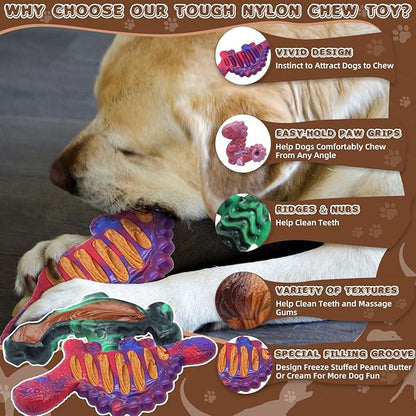 Magicorange 3 Pack Dog Chew Toys for Aggressive Chewers, Nylon Durable Dog Toys, Milk Flavored Tough Chew Toys