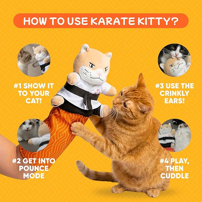 Cat Puppet Toy with Arm Sleeve – Boxing & Arm Wrestling Glove for Cats with Realistic Movements, Catnip Pocket & Crinkle Ears