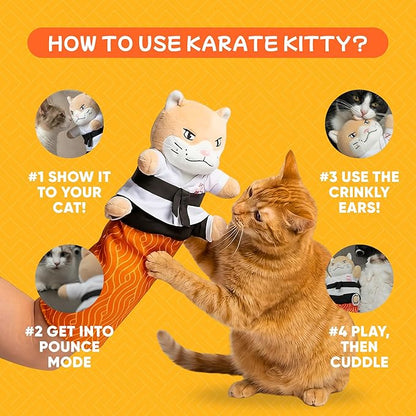 Cat Puppet Toy with Arm Sleeve – Boxing & Arm Wrestling Glove for Cats with Realistic Movements, Catnip Pocket & Crinkle Ears