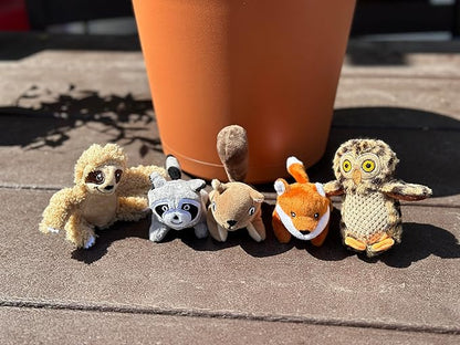Glow Pups Wooded Animal Dog Toys, Multi Pack Dog Toy Hide and Seek Tree Toy. (5 Pack - Squirrel, Fox, Sloth, Raccoon, Owl, Replacement Animals)