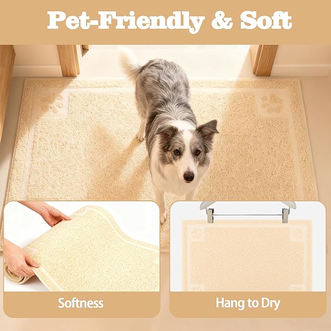 Darkyazi Pet Feeding Mat Large for Dogs and Cats,24"×36" Flexible and Easy to Clean Feeding Mat,Best for Non Slip Waterproof Feeding Mat (Beige)