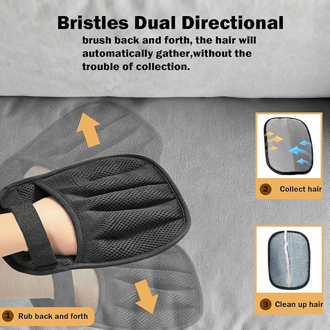 2Pcs Pet Hair Removal Glove with Electrostatic Technology, Pet Hair Gloves for Dogs and Cats, Washable Pet Hair Remover Tool for Sofas, Carpets, Car Seats and Bedding