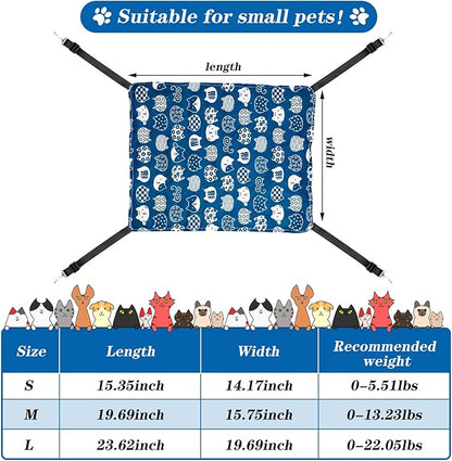 Jetec 2 Pack Cat Hammock for Cage, Catio Accessories Reversible Soft Cats Bed with Adjustable Straps and Hooks Double-Sided Linen and Fleece Hanging Hammock for Cats, Kitten(Cat and Plaid,S)