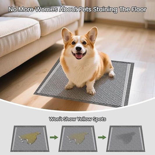 Charcoal Puppy Pads 80 Counts,22"x22" Dog Pee Pads Small Disposable Activated Carbon Super Absorbent Full Edge-Wrapping Pee Pads Odor-Control Training Pads for Doggie Cats Rabbits