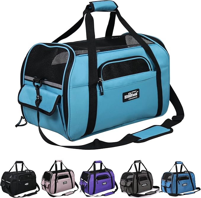 EliteField Soft Pet Carrier (3 Year Warranty, Airline Approved) Soft Sided Dog Puppy Cat Carrier Travel Bag (X-Large: 21" L x 12" W x 13" H, Sky Blue)