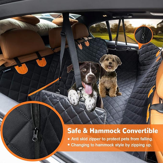 URPOWER Waterproof Dog Car Seat Cover for Back Seat & 27Oz Insulated Portable Dog Water Bottle