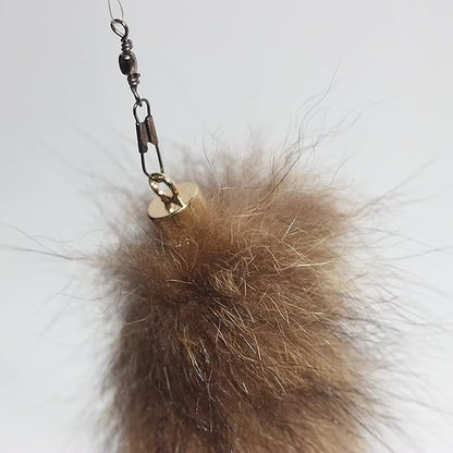 Fosrion Real Raccoon Tail Fur Cat Bites Toy with Three Section Retractable Carbon Fiber Rod (Raccoon, Only Tail)