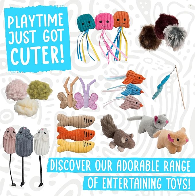 HuggleKats Cat Toys - Kitten Toys for Bored Indoor Cats, Perfect for Moving, Exercise, Biting & Chewing - Bindies (2 Pack)