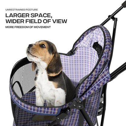 Dog Stroller for Small Dogs 10 lbs -22lbs Puppy Stroller Medium Dog Wagon Small Pet Stroller for Cats, Cat Strollers for 2 Cats, Rear Storage, Plaid
