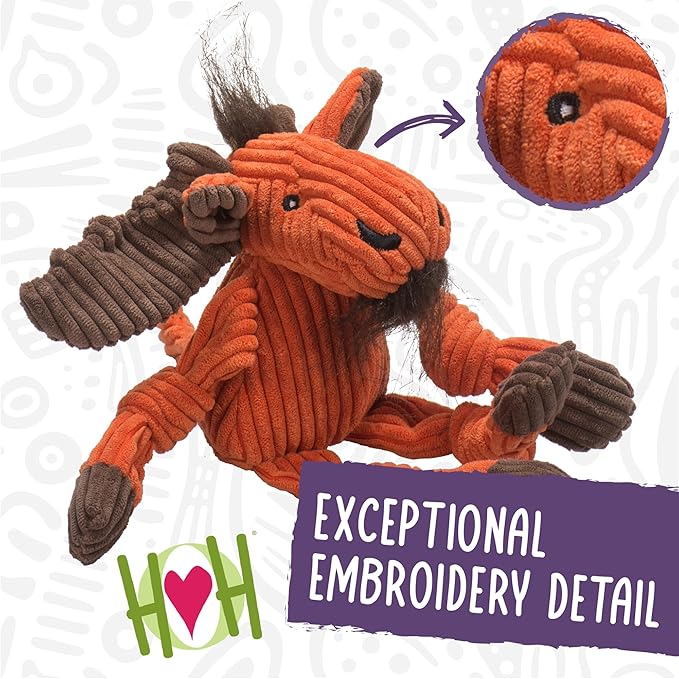 HuggleHounds Knottie Plush Dog Toy - Dog Stuffed Animal Toy, Puppy Toys, Squeaky Dog Toy for Small, Medium & Large Dogs, Durable Plush to Keep Them Busy - Fergie Frog, Small
