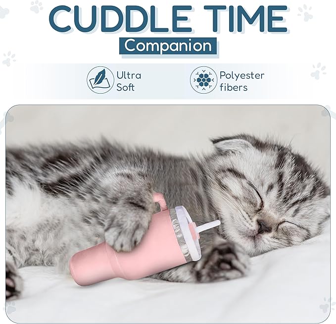 Kitty Cup Catnip Toy - Easter & Birthday Cat Gift Toy with Catnip & Crinkle, Funny Gift for Girl Indoor Kitten (Pink Peach Dust)