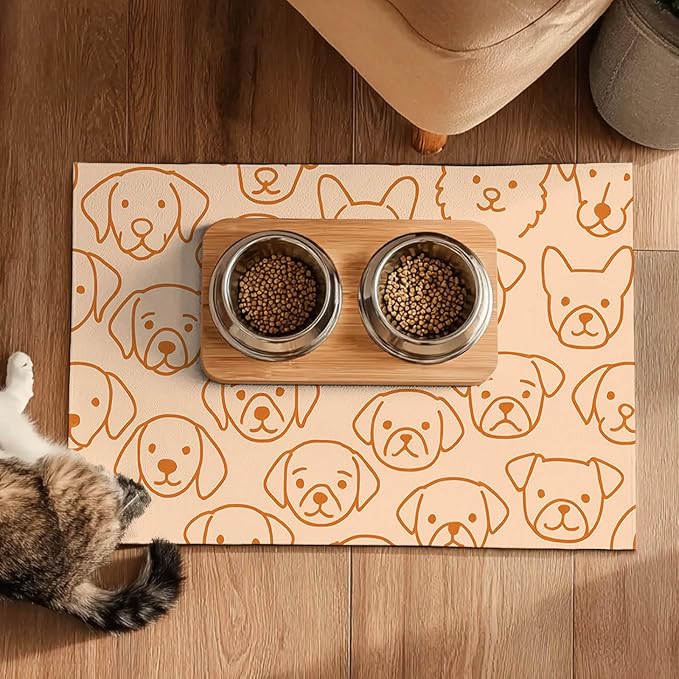 Pet Feeding Mat with Colorful Polka Dot Pattern Design 24" x 16" Dachshund Puppy Food Mat Pet Bowl Mats for Dogs and Cats Cute Non Slip Dogs Feeding Mats for Dog Decor for Home