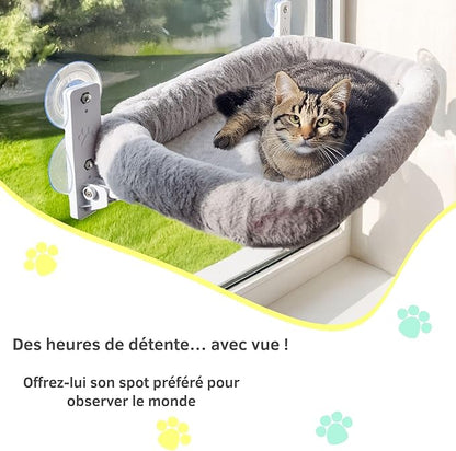 Cat Window Perch with Washable Cushion & Strong Suction – Stable & Cozy Cat Hammock for Window (Holds up to 40 lbs) – Durable Window Bed for Indoor Cats