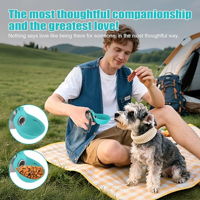 Portable Dog Water Bottle 10oz Stainless Steel Travel Dog Water Dispenser with Bowl No-Spill Puppy Water Bottle for Walking Hiking Small Dog Water Bottle