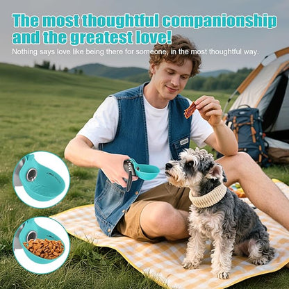 Portable Dog Water Bottle 10oz Stainless Steel Travel Dog Water Dispenser with Bowl No-Spill Puppy Water Bottle for Walking Hiking Small Dog Water Bottle