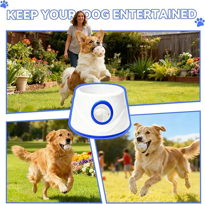 Automatic Ball Launcher for Dogs with 8 Balls - Adjustable Distance up to 50ft,Charger, Whistle & Storage Bag - Interactive Fetch Machine Toy for Indoor Outdoor Play, for Medium Large Breed Dogs