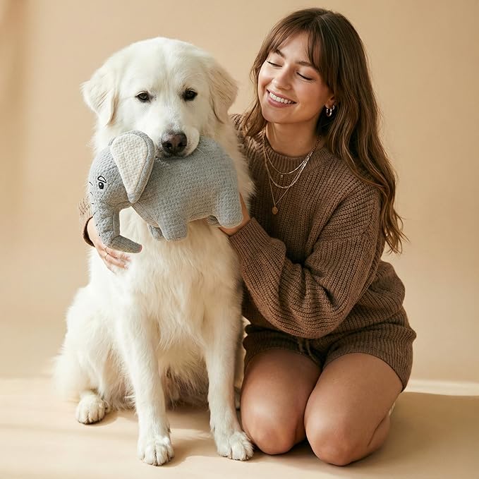 Dog Toys | Plush Toy Elephant Stuffed Animal for Dogs | Eco Friendly Toy - Easy to Clean and Made from Non Toxic Materials