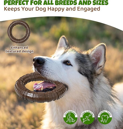 Tough Dog Chew Toy for Aggressive Chewers, Indestructible Beef Flavor Nylon Bone, Durable Dental Toy for Teeth Cleaning & Anxiety Relief, for Small Medium Large Dogs, Keep Them Busy (Brown-O)