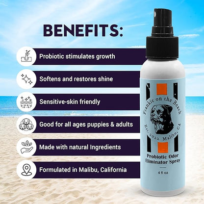 Probiotic Odor Eliminator – Plant-Based, Non-Toxic & Cruelty-Free – Neutralizes Pet Odors at The Source – Vegan, Small-Batch Grooming Mist – 4 z Made in USA